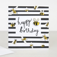 Bee Birthday Card with Enamel Bumble Bee Pin By Caroline Gardner